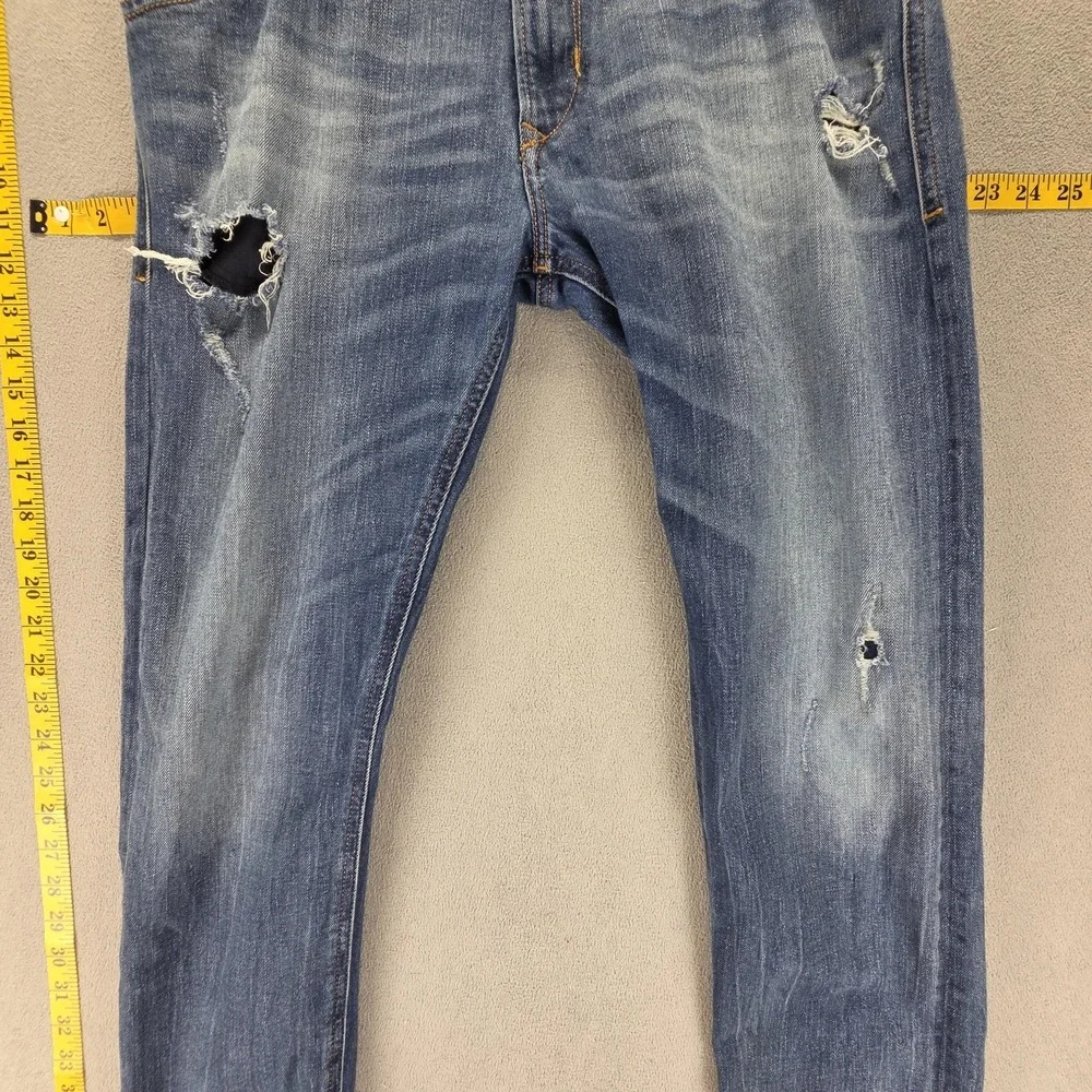 Diesel Jeans Mens 31x30 Blue‎ Krayver Regular Slim Carrot Thrashed R6DZ4